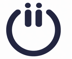 The Digital Shield Title III mark. A navy blue power button symbol with two lowercase letters i with dots above them at the top, representing ADA Title III compliance and the two equal partners behind diigiital.